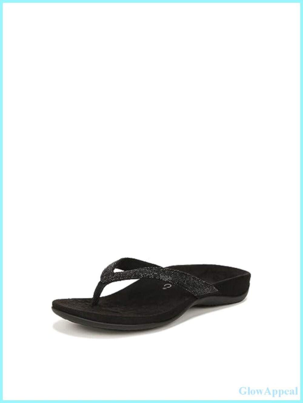 Vionic Dillon Shine Leather Thong Sandal Rhinestone Strap Comfort Zip-Up
